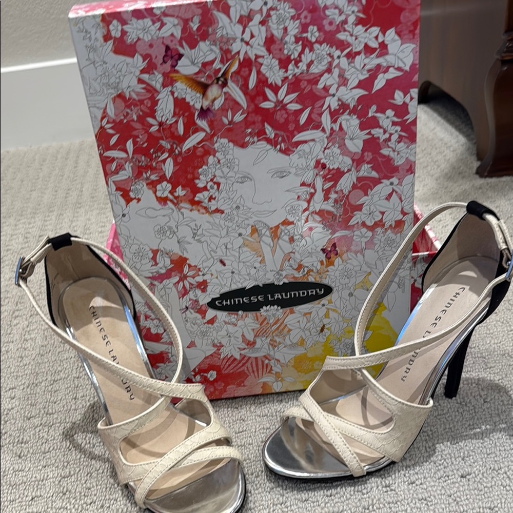Chinese Laundry Cream and Black Stiletto Heels
